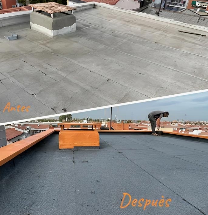 Hydrotejados antes y después de organizar terrazaza